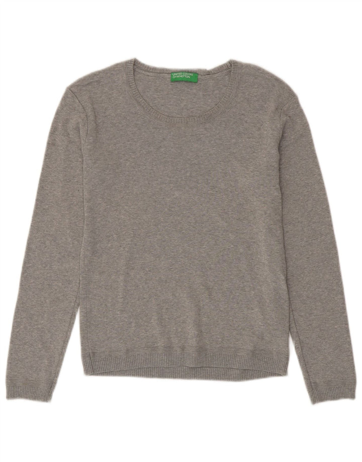 Maglione maglione con scollo a barca da donna BENETTON UK 10 piccolo cotone grigio