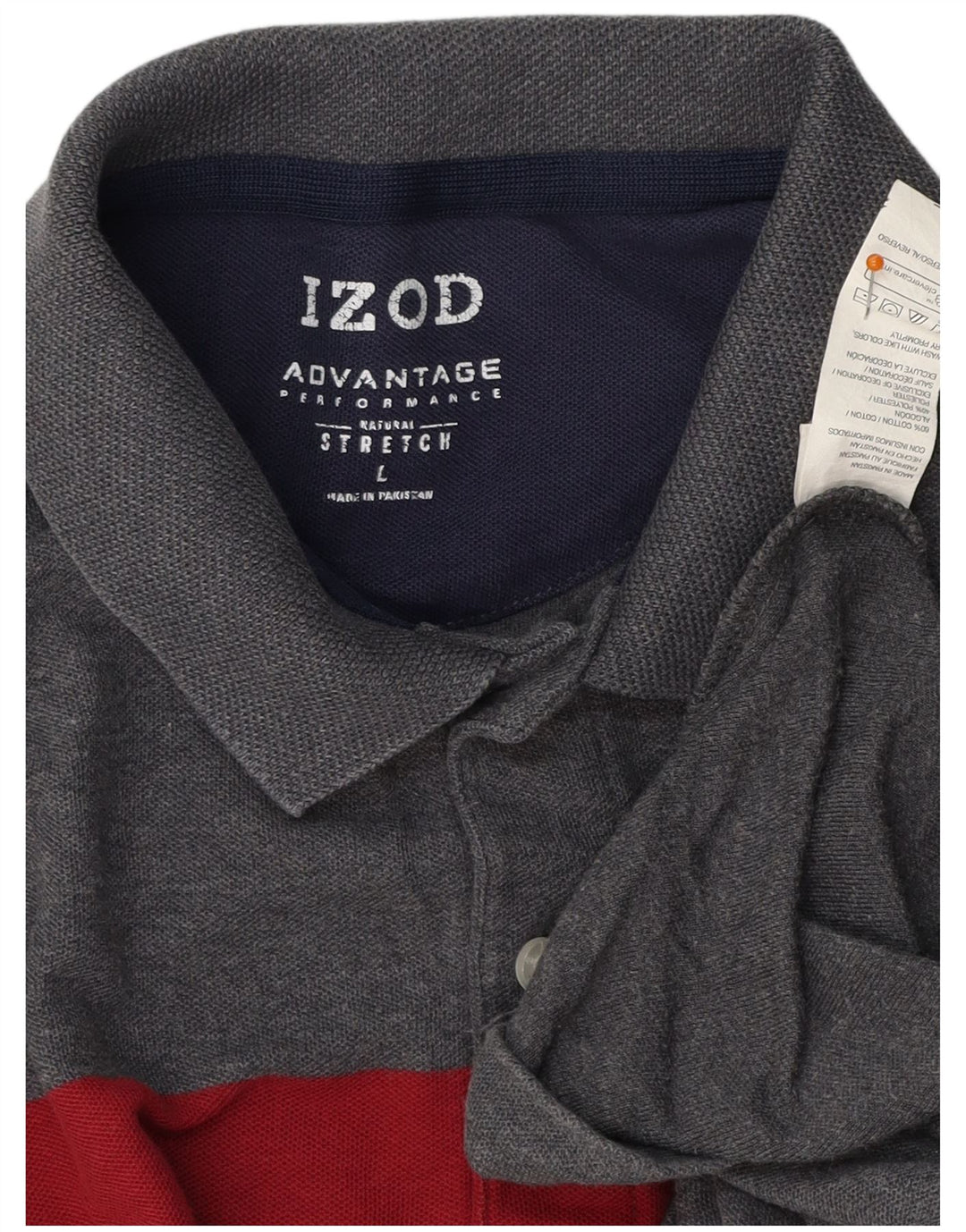 Polo da uomo IZOD grande in cotone color block grigio