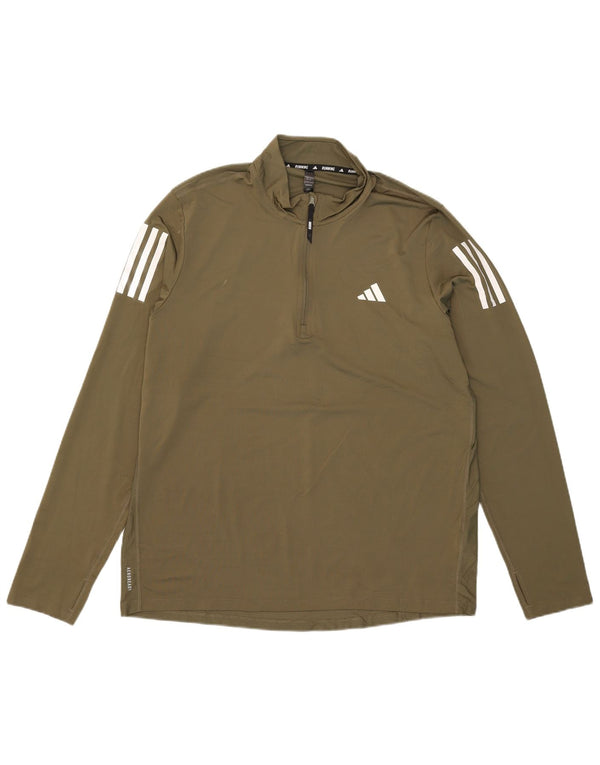 Adidas Aeroready Zip Neck Pullover Tuta da uomo Top Large Poliestere kaki