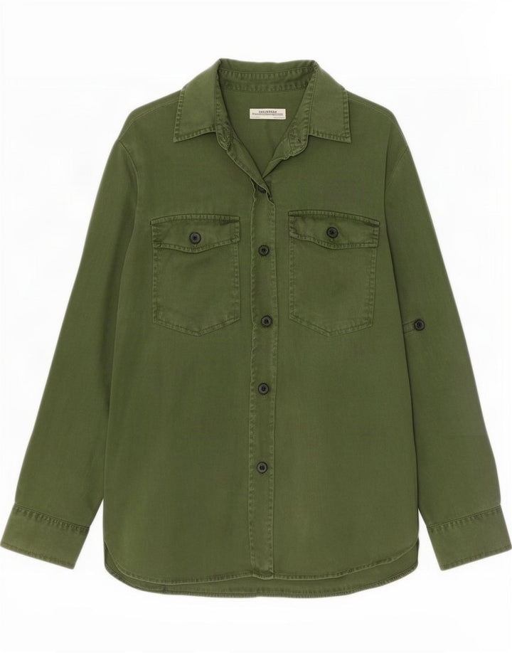 Camicia in denim da donna Zara UK 14 Lyocell verde medio