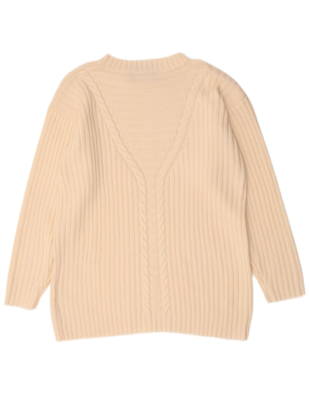 Maglione vintage da donna oversize con scollo a barca EU 42 Large Beige