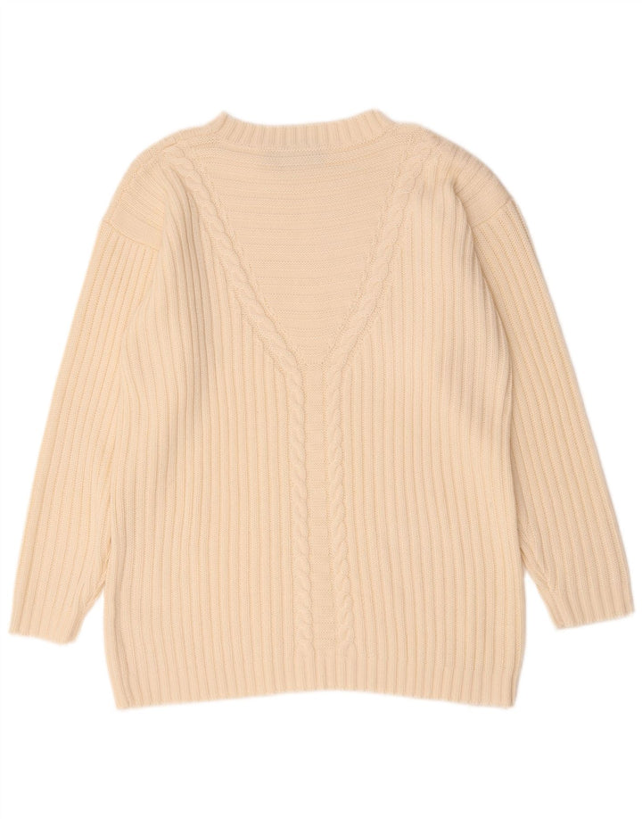 Maglione vintage da donna oversize con scollo a barca EU 42 Large Beige
