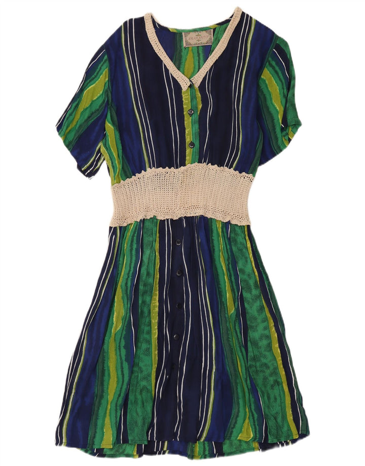 Abito a trapezio da donna Amaranto UK 16 Viscosa a righe multicolori grandi