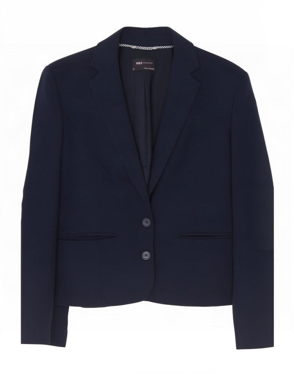 Marks & Spencer Womens 2 Button Blazer Jacket UK 12 Medium Navy Blue