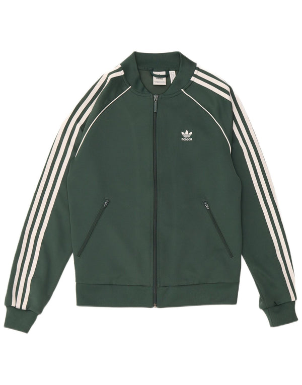 Adidas Giacca da tuta da donna con vestibilità regolare UK 10 Small Verde Poliestere