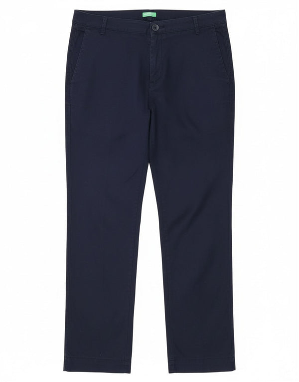 Pantaloni chino slim da donna Benetton UK 14 Large W34 L28 Cotone blu navy