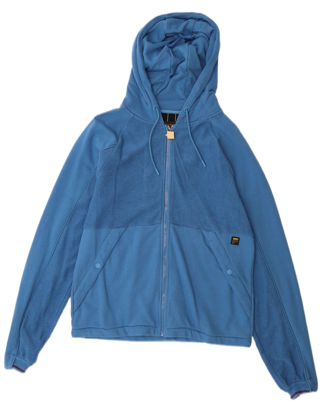 Maglione con cappuccio e zip da uomo Fila in cotone blu medio