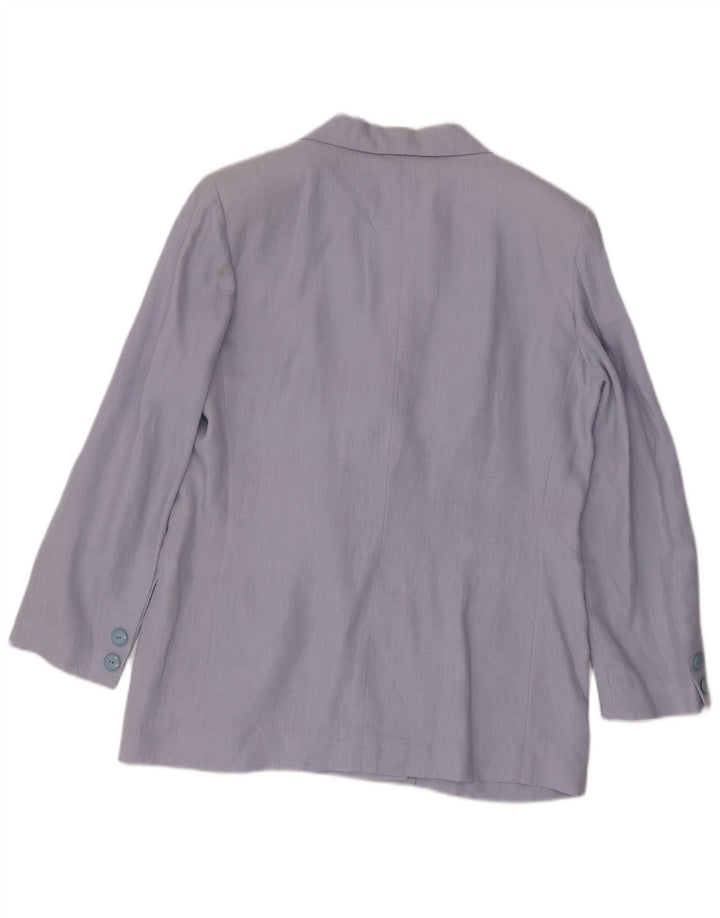 Giacca blazer doppiopetto vintage da donna UK 14 grande blu