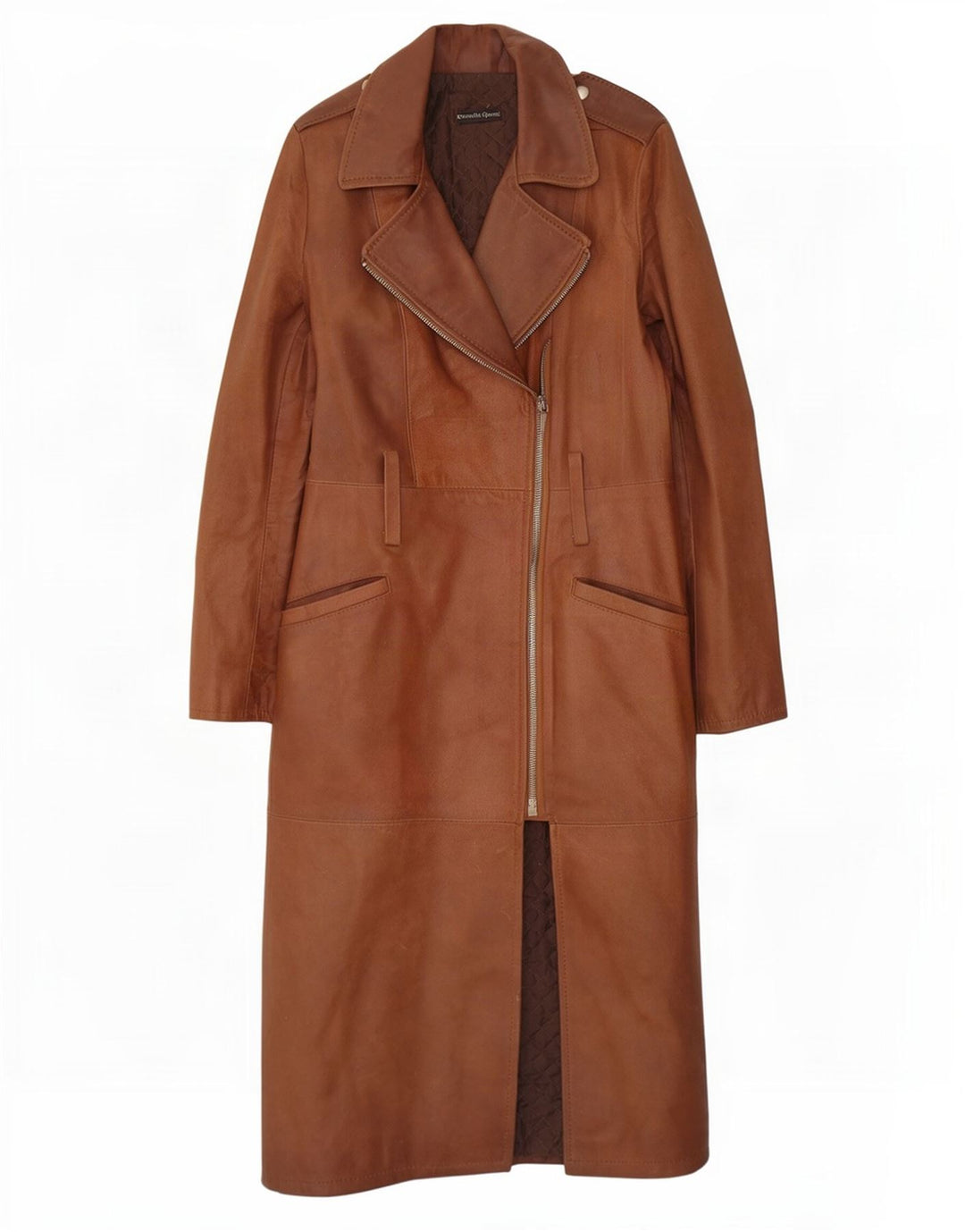 Cappotto in pelle vintage da donna IT 44 Marrone medio