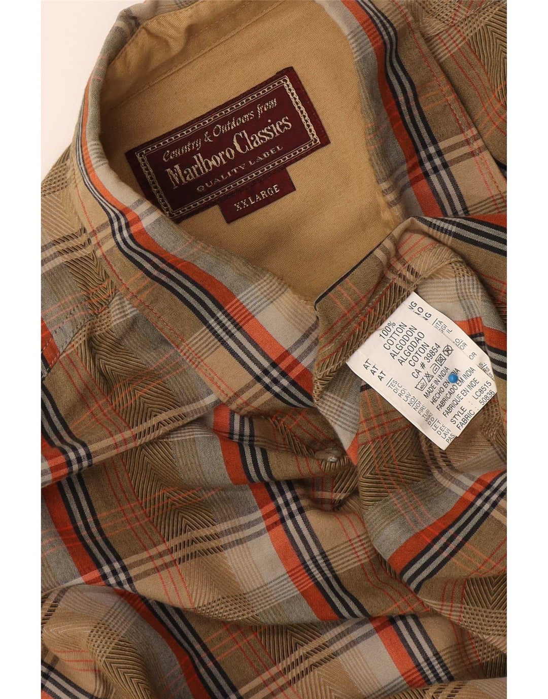 Camicia in flanella da uomo Marlboro Classics 2XL cotone a quadri marrone