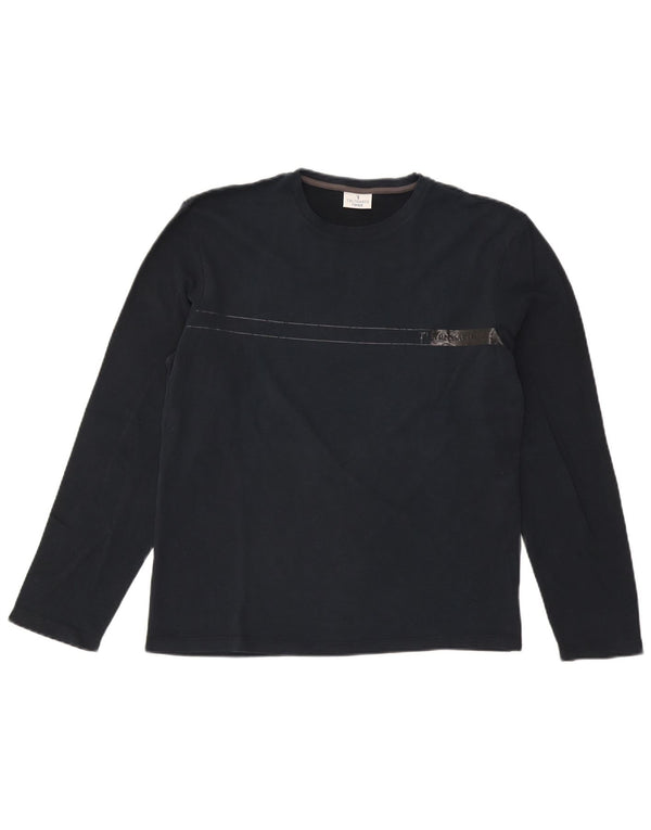 Top Trussardi Uomo Manica Lunga Cotone Righe Grandi Blu Navy