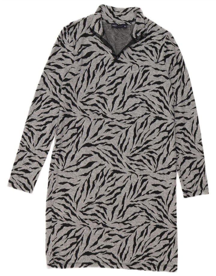 Abito maglione da donna Marks & Spencer UK 8 Poliestere con stampa animalier grigio piccolo
