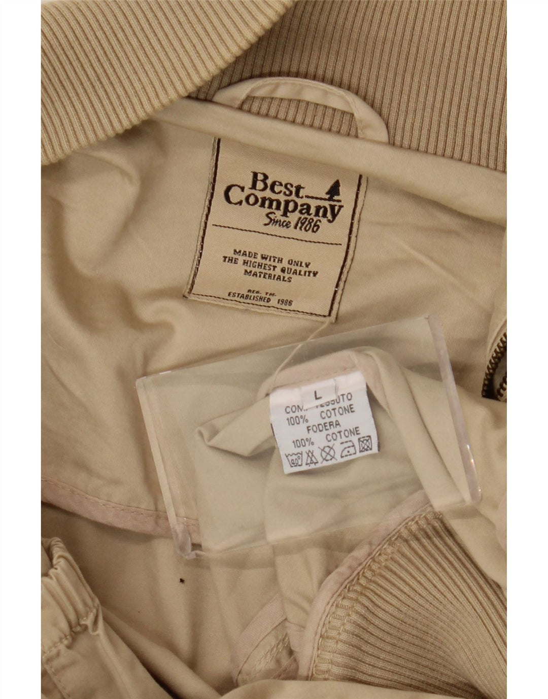 Giubbotto bomber da uomo Best Company UK 40 grande cotone beige