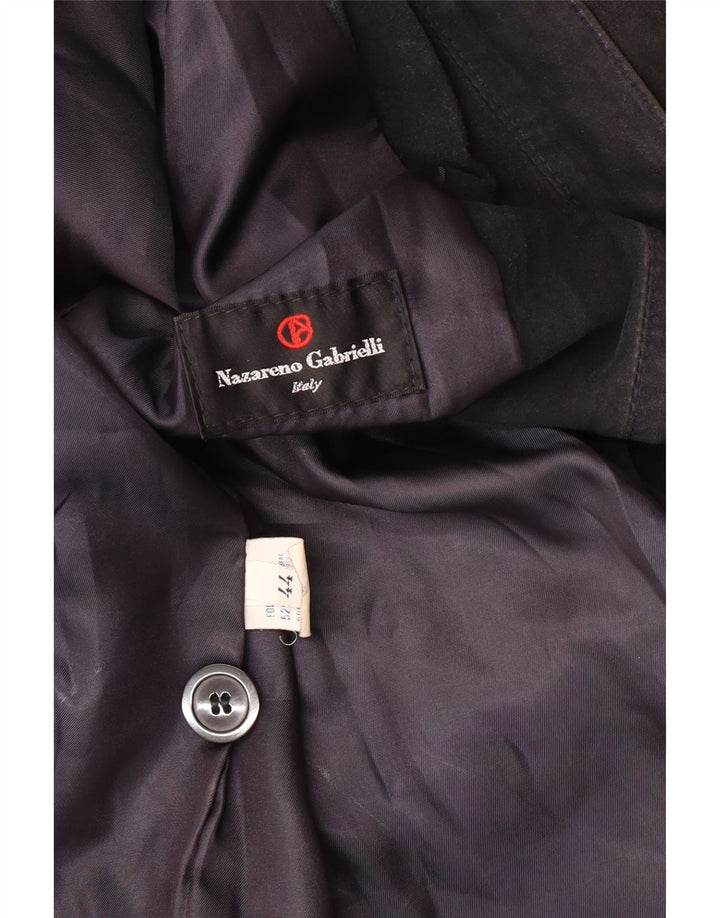 Giacca in pelle scamosciata da donna Nazareno Gabrielli IT 44 Medio Blu Navy