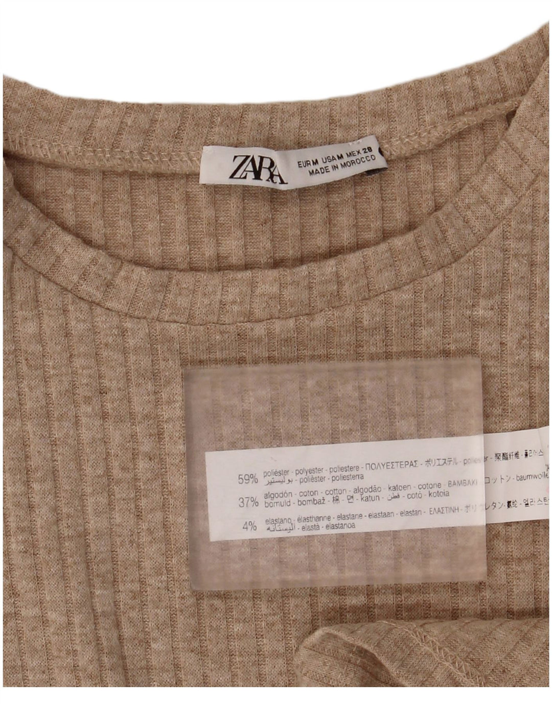 Abito aderente maxi senza maniche da donna Zara UK 12 Poliestere beige medio