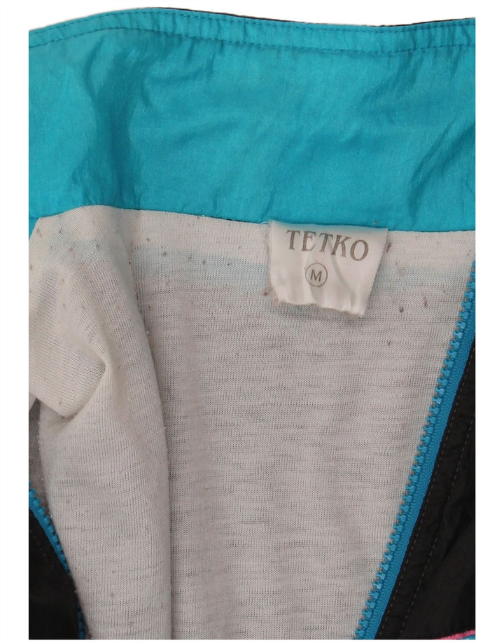 Giacca da ginnastica vintage da uomo in nylon color block blu medio