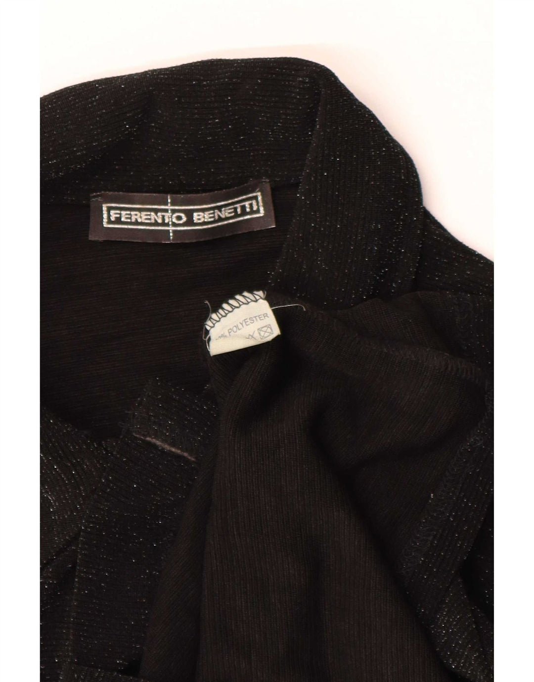 Camicetta da donna vintage UK 8 piccola in poliestere nero