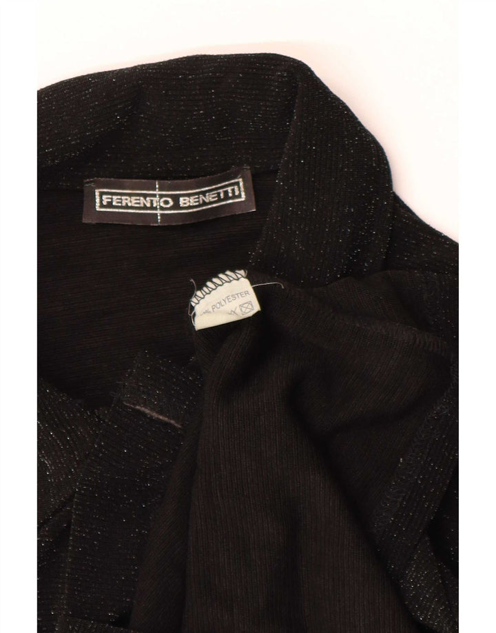 Camicetta da donna vintage UK 8 piccola in poliestere nero