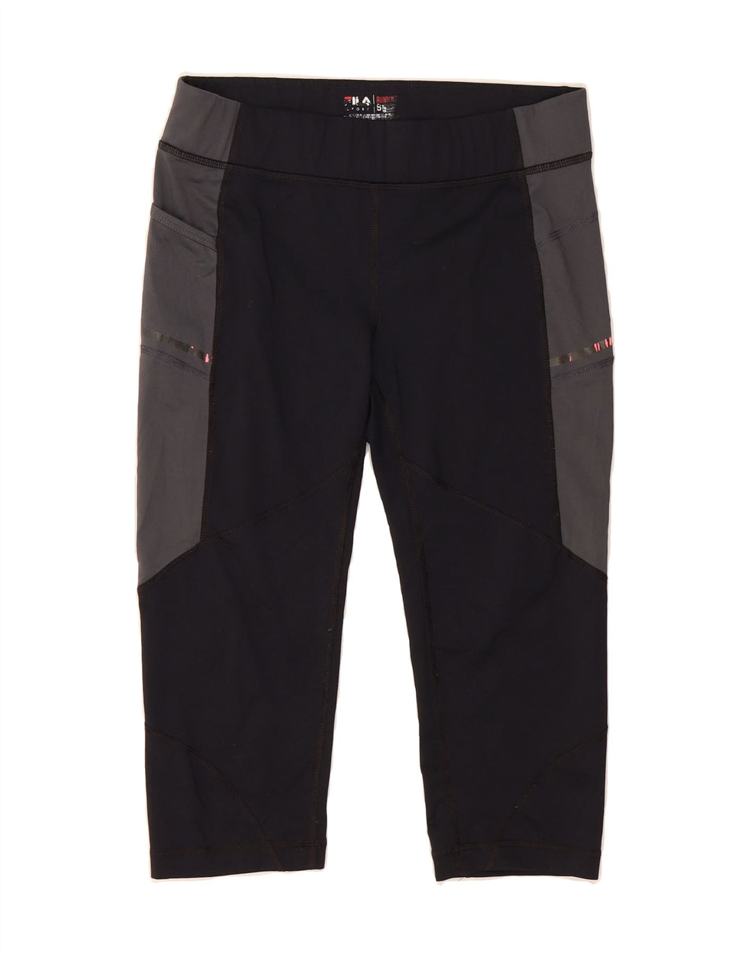 FILA Womens Capri Tracksuit Trousers UK 10 Small  Black Colourblock Vintage Fila and Second-Hand Fila from Messina Hembry 