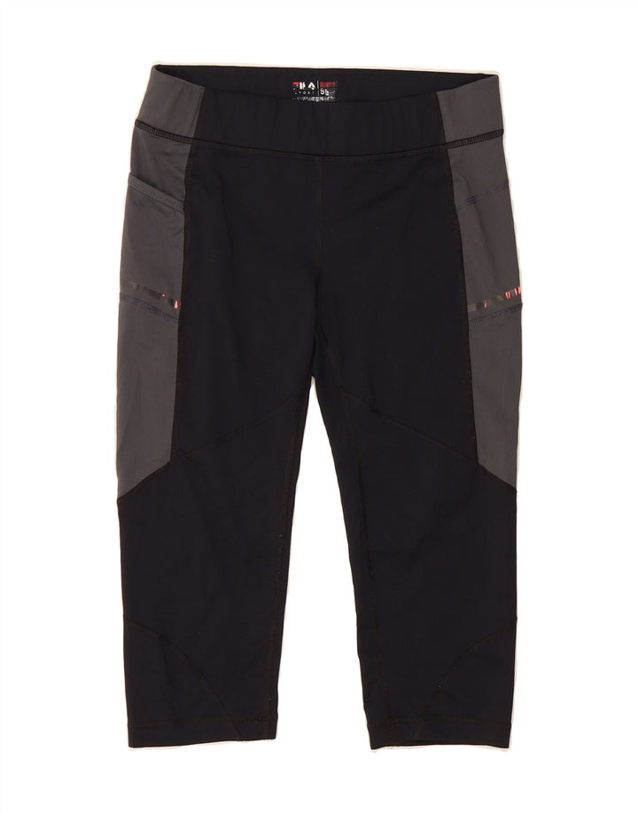 FILA Womens Capri Tracksuit Trousers UK 10 Small  Black Colourblock Vintage Fila and Second-Hand Fila from Messina Hembry 