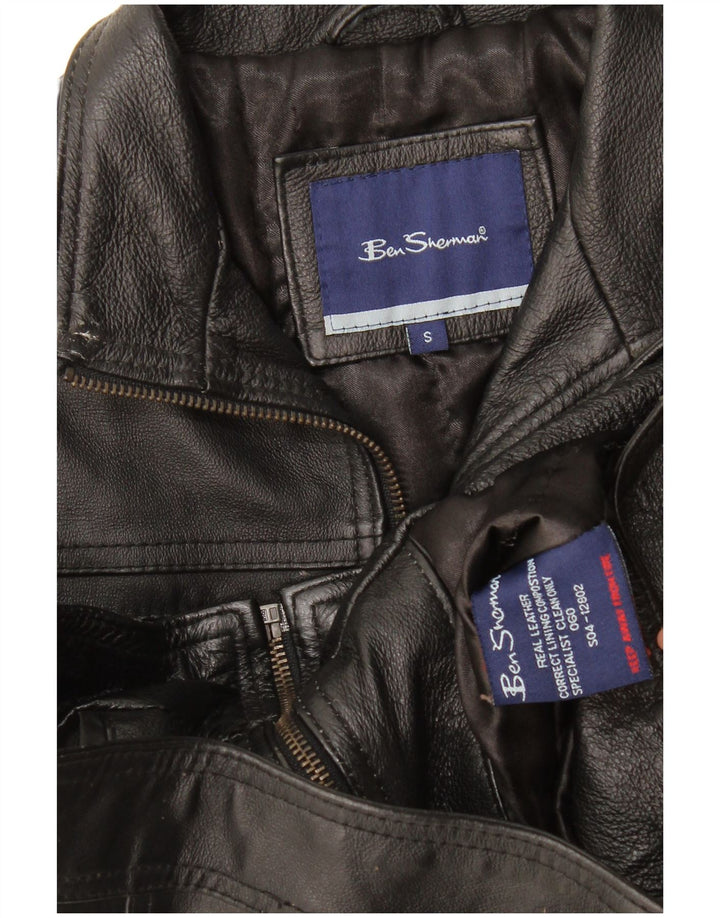 Giacca in pelle da bambino Ben Sherman 9-10 anni piccola in pelle nera