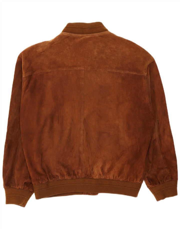 Giacca bomber scamosciata da uomo vintage IT 58 4XL in pelle marrone