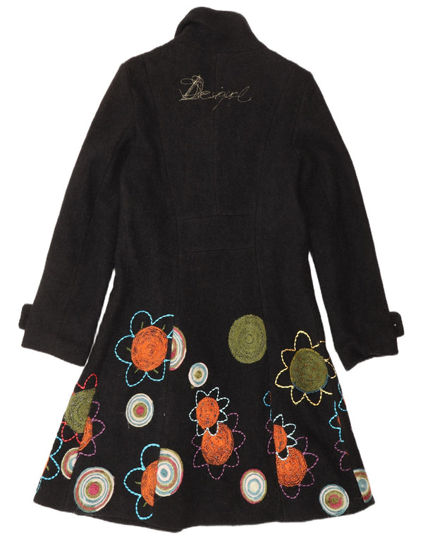 Desigual Womens Graphic Overcoat UK 10 Small Black Floral
