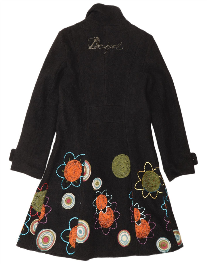 Desigual Womens Graphic Overcoat UK 10 Small Black Floral