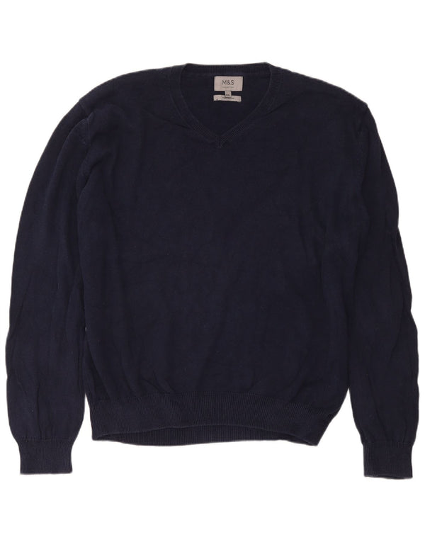 Maglione maglione con scollo a V da uomo Marks & Spencer 2XL cotone blu navy