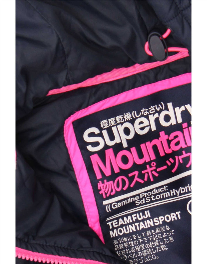 Giacca imbottita con cappuccio da donna Superdry UK 8 Small Poliestere screziato blu navy