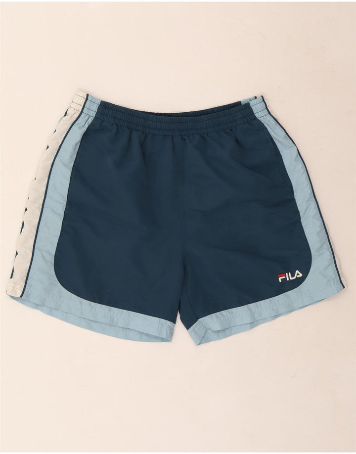Pantaloncini sportivi grafici da uomo Fila XL poliestere color block blu navy