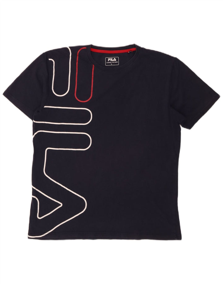 T-shirt grafica da uomo Fila Top Large blu navy
