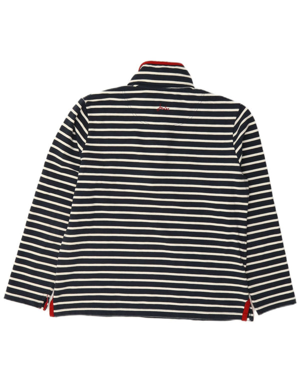Joules Felpa da donna con collo con zip, maglione UK 14, grande a righe blu navy
