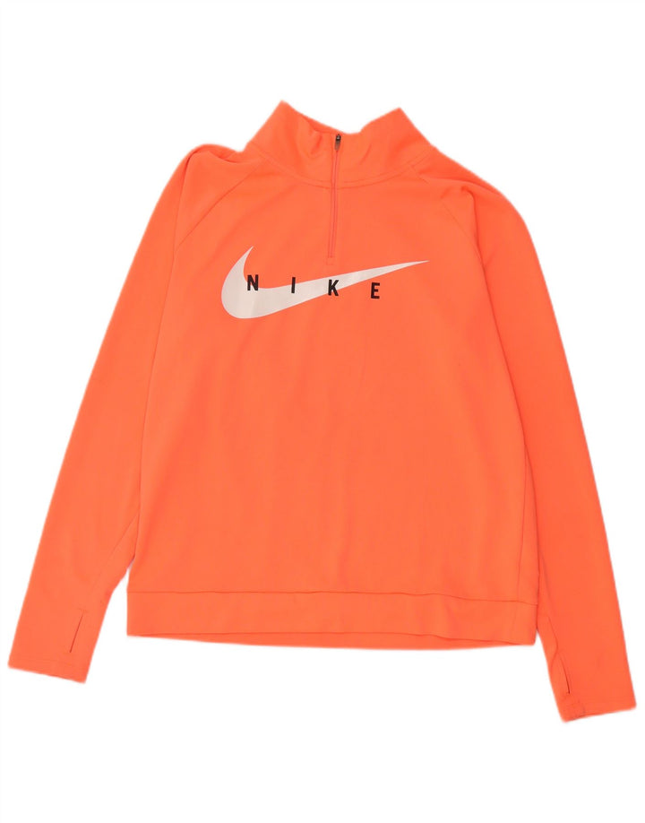 Top della tuta da ginnastica Nike Dri Fit Graphic Pullover UK 10 Small Arancione