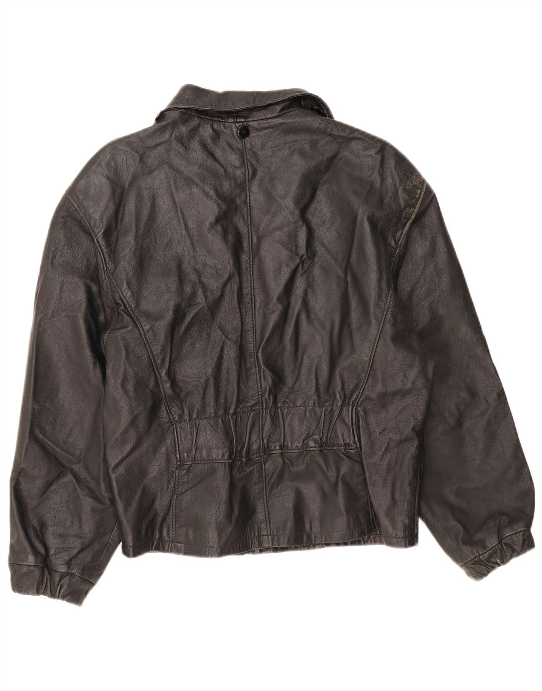 Giacca in pelle da donna vintage IT 46 grande in pelle nera