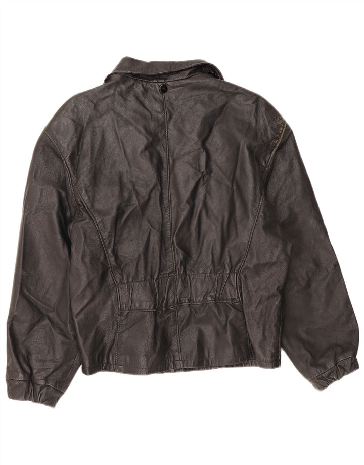 Giacca in pelle da donna vintage IT 46 grande in pelle nera