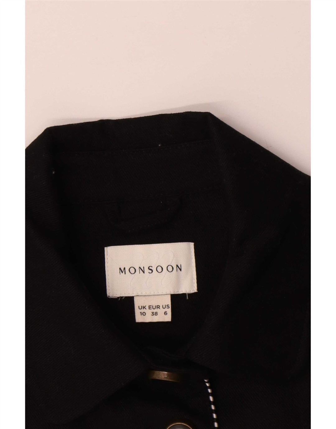 Monsoon Giacca blazer da donna a 5 bottoni UK 10 Small Black Cotton