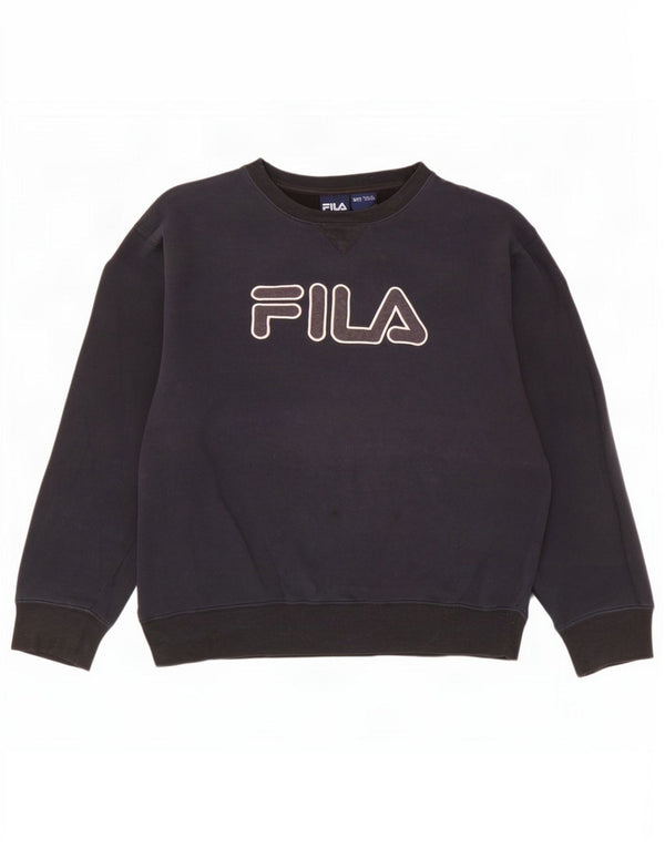 Felpa grafica da uomo Fila 2XL cotone blu navy