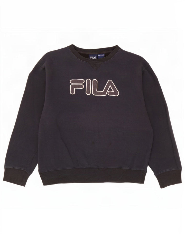 Felpa grafica da uomo Fila 2XL cotone blu navy