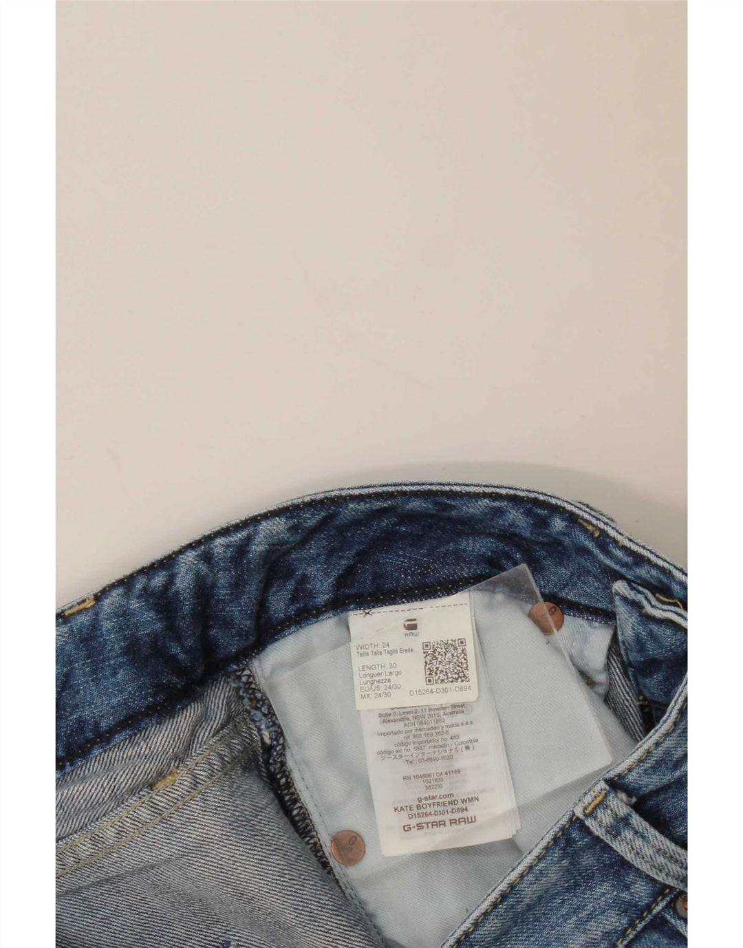 Jeans dritti invecchiati da donna G-Star W24 L30 cotone blu