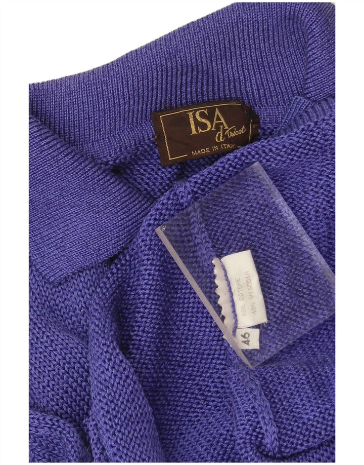 Maglione cardigan vintage da donna IT 46 grande cotone viola
