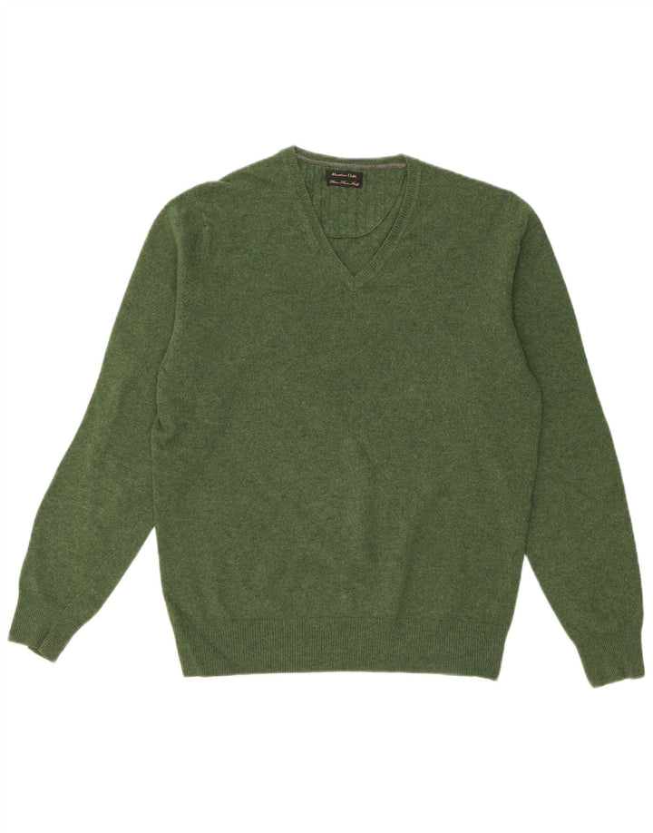 MASSIMO DUTTI Maglione da uomo con scollo a V grande verde