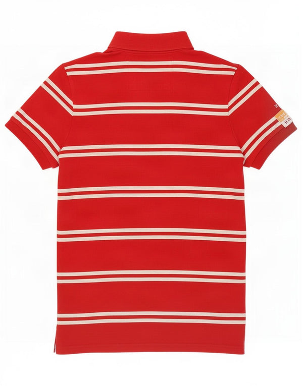 Polo da uomo con grafica Superdry in cotone a righe rosse medie