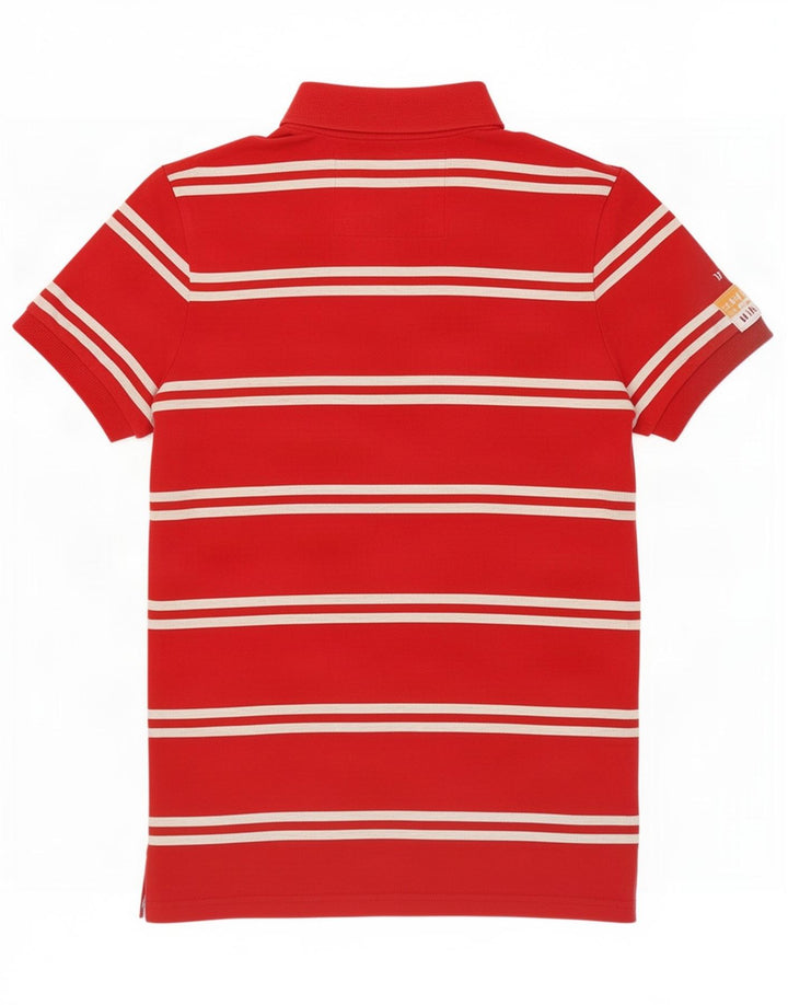 Polo da uomo con grafica Superdry in cotone a righe rosse medie