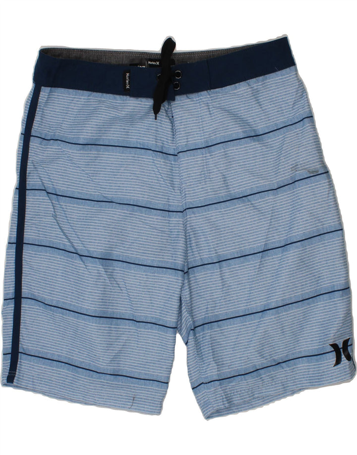 HURLEY Boys Swimming Shorts 13-14 Years  Blue Pinstripe Polyester Vintage Hurley and Second-Hand Hurley from Messina Hembry 