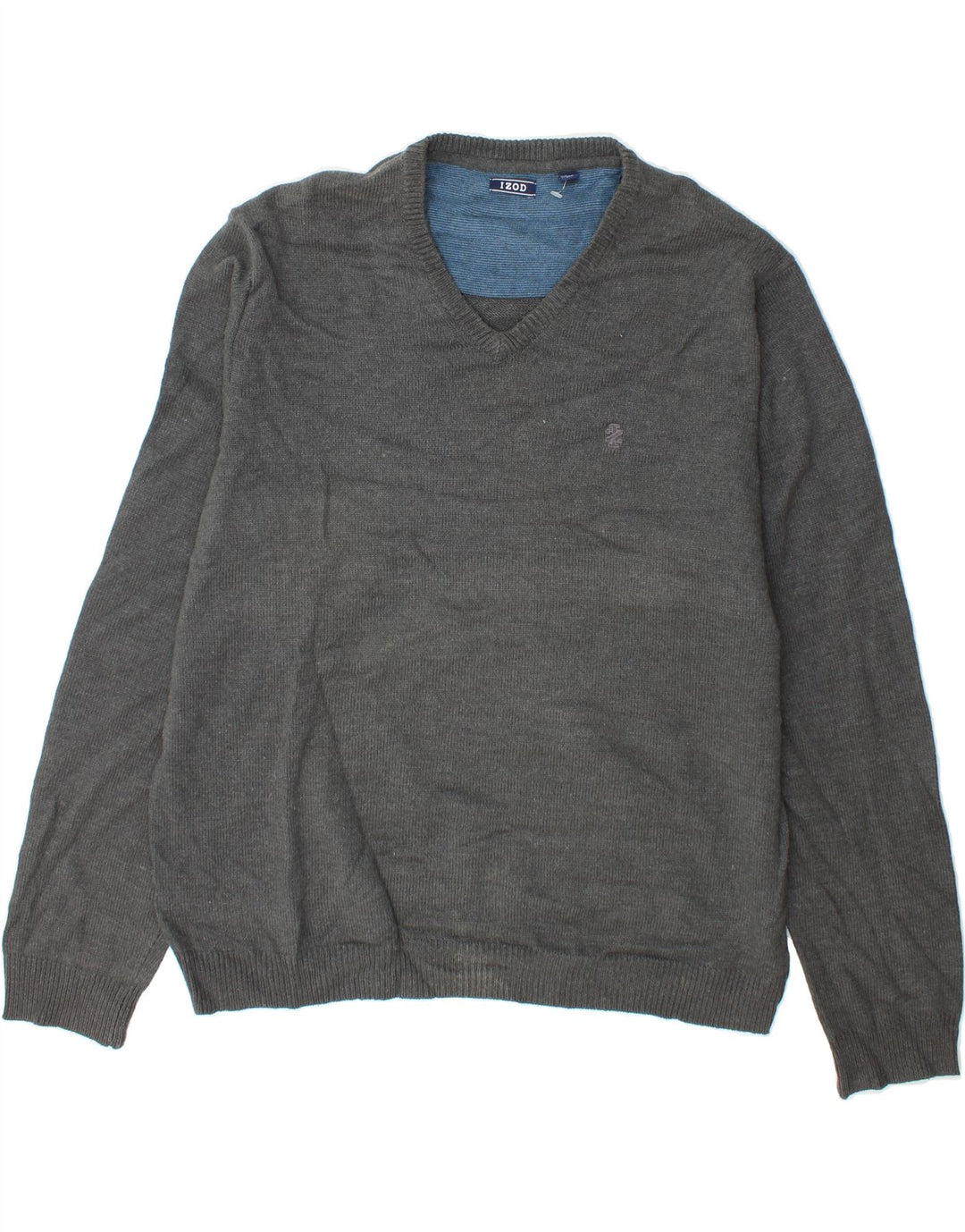 IZOD Mens V-Neck Jumper Sweater 2XL Grey Cotton Vintage Izod and Second-Hand Izod from Messina Hembry 