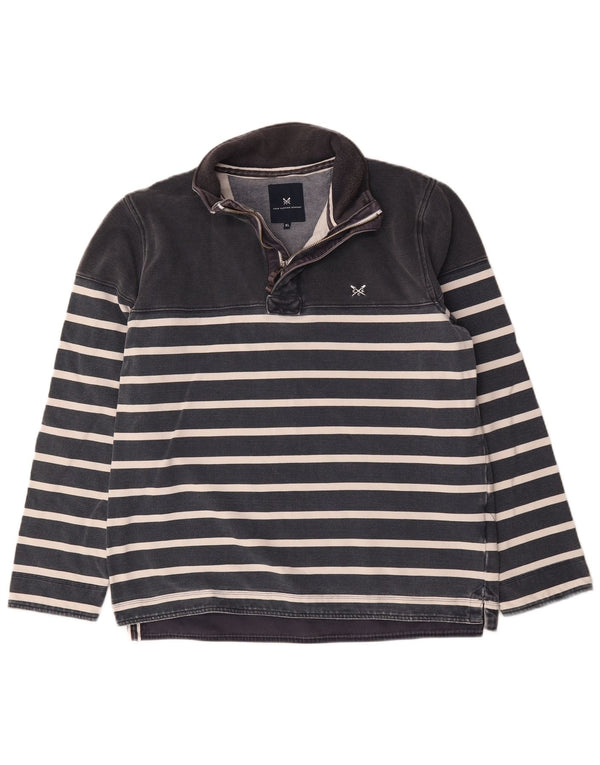 Crew Clothing Felpa da uomo con collo con zip Maglione XL Cotone a righe blu navy