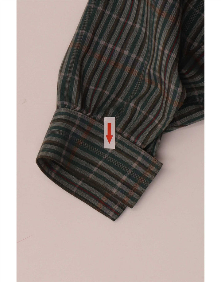 Michael Jacobs Camicia overshirt da donna UK 10 piccolo poliestere scozzese verde