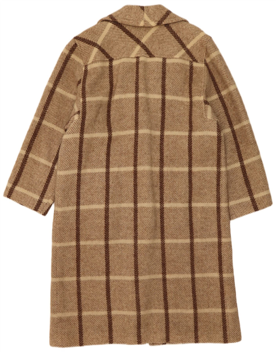 Soprabito oversize da donna vintage UK 14 lana a quadri beige medio