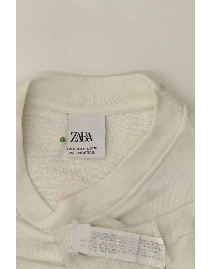 Felpa grafica da uomo Zara piccola in cotone bianco